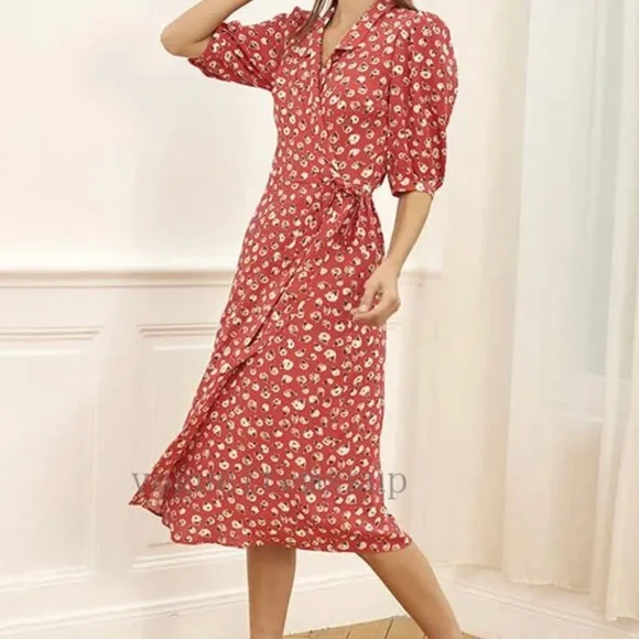 Rouje Red Floral Midi Dress - Picture 8 of 10